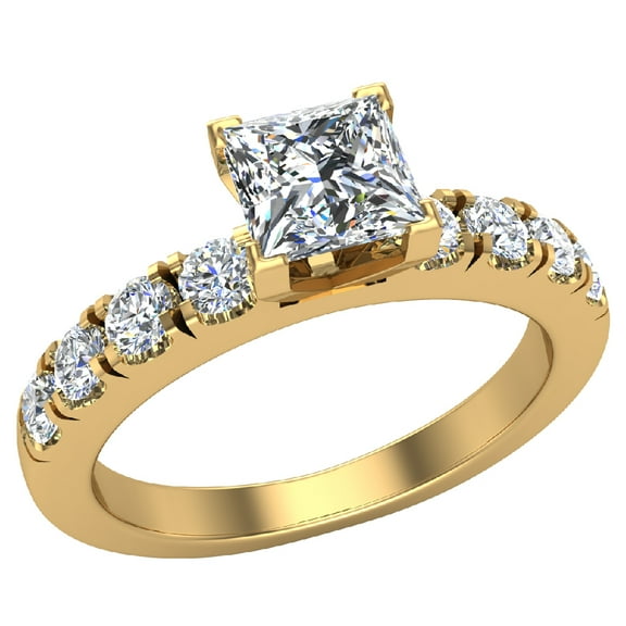 Diamond Engagement Rings For Women GIA Certified Princess Solitaire Diamond Ring 18K Gold 1.10 Carat (G,VS2)