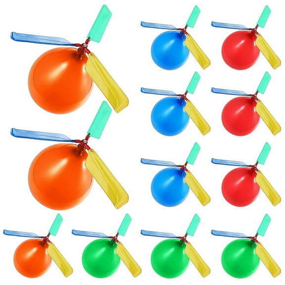 TiokMc Kids Toy Balloon Helicopter, 12 Pack Flying Balloon Toys for Easter, Birthday Party Favors, Stocking Stuffers, Outdoor Fun for Boys and Girls