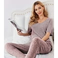 thumbnail image 6 of Ekouaer Lounge Sets for Women Ribbed Pajama Set Short Sleeve Top and Long Pants Set with Pockets Sleep Set, 6 of 7