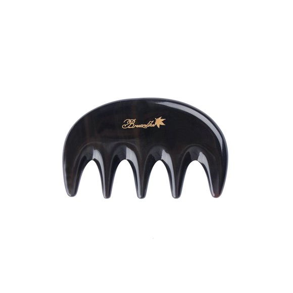 Peine de pelo de dientes anchos Breezelike – Mini peine de bolsillo no estático para masaje – Peine de cuerno de búfalo negro natural