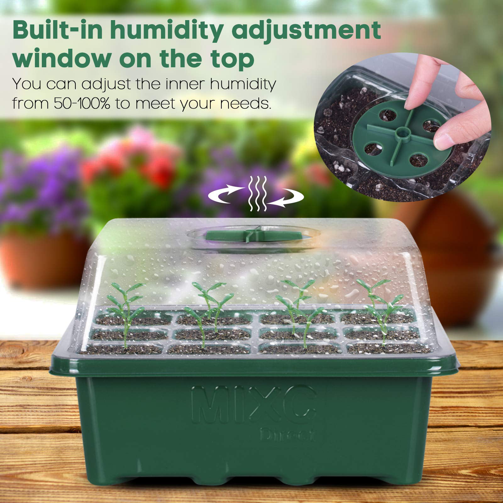 Seed starter tray Seed starter kit 10 Pack Seed starter humidity adjustable Seed starting mix with dome Seed starting trays for base greenhouse grow Seedling starter tray 12CellsperTray 5Green5Black