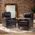 thumbnail image 5 of Tina's Home Genuine Leather Recliner Chair Push Back Upholstered Armchair Wingback Lounge Sofa Wood Leg Home Decor Living Room Bedroom Espresso, 5 of 8
