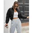 thumbnail image 5 of Women' s Cropped Quilted Puffer Jacket Outerwear Coats, 5 of 17