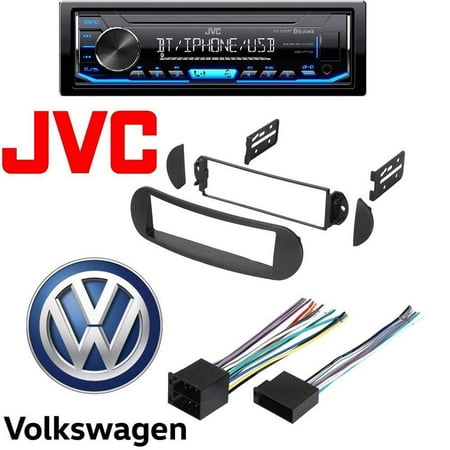 - JVC InDash MP3 USB Digital Media Car Stereo Radio AM FM Bluetooth Car Radio Stereo Single DIN Dash Kit Wire Harness for 1998-12 Volkswagon Beetle