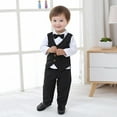 thumbnail image 2 of Qopobobo Toddler Boy Suit Toddler Boy Suit Baby Boys Wedding Dress Outfit Formal Gentleman Clothes Set Dress Shirt Bowtie Suspenders Pants Black,5-6 Years, 2 of 7