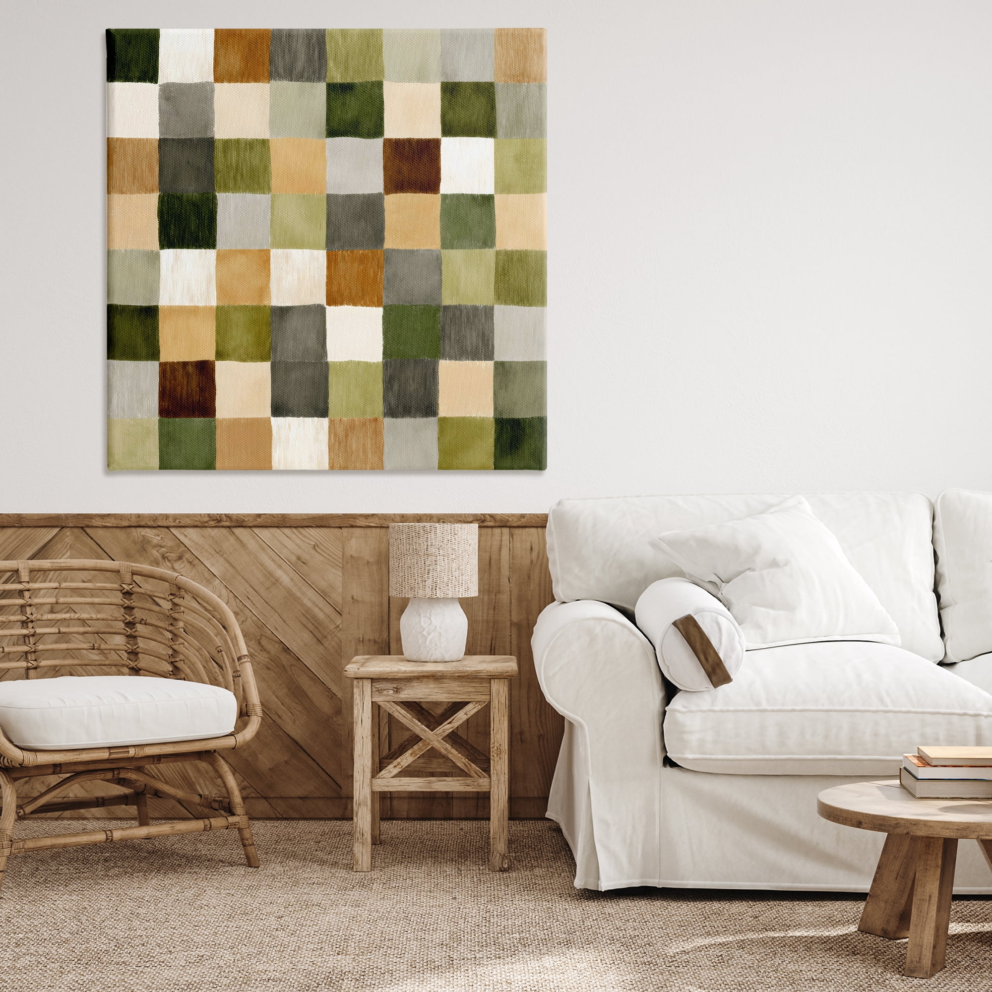 Stupell Industries Checkered Earth Tones Canvas Wall Art, design by Petal Prints Design