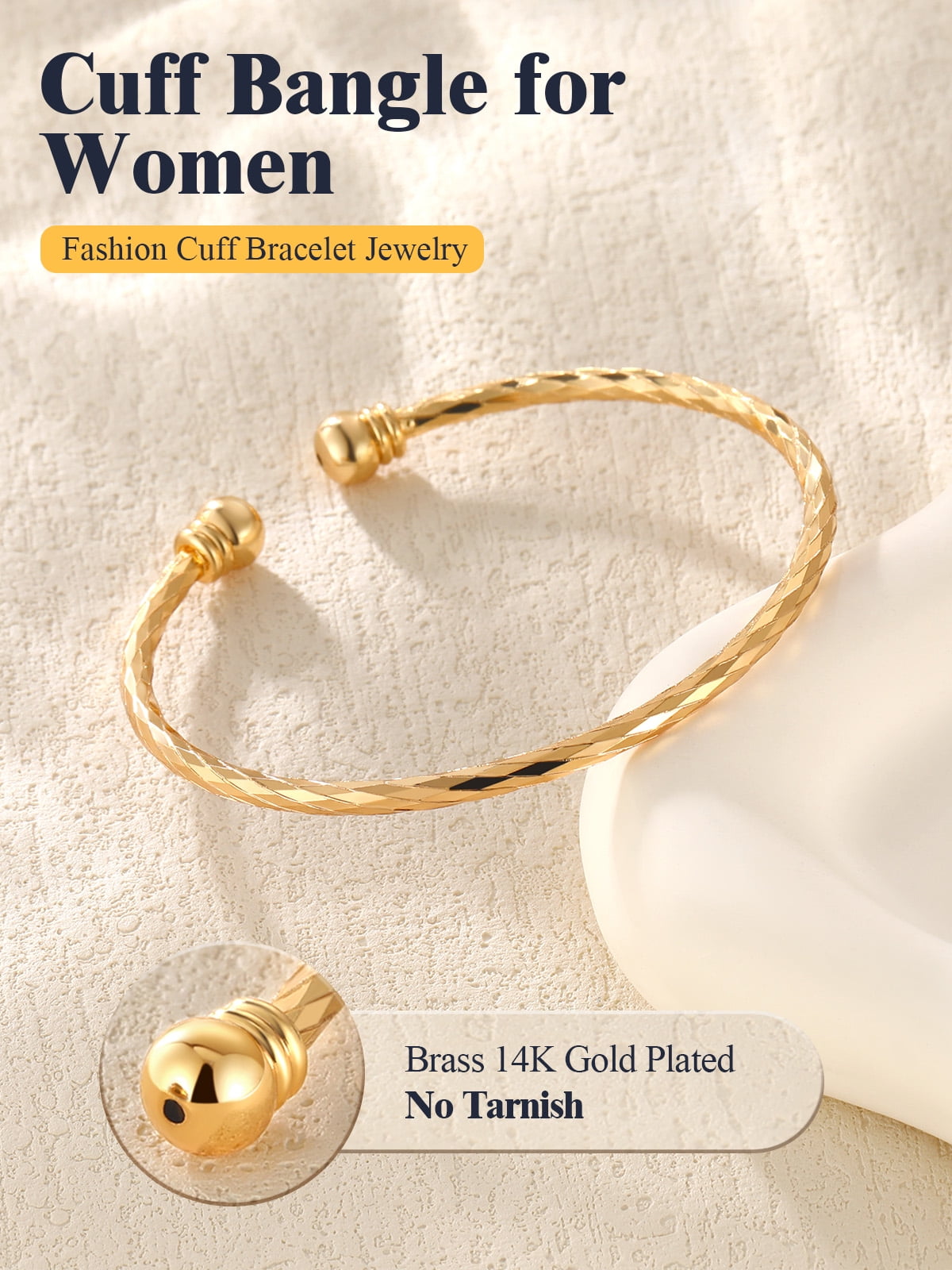 Fashionable U7 Twisted Gold Cuff Bracelet for Women Jordan Ubuy