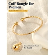 U7 Twisted 14K Gold Plated Bracelet for Women Open Bracelet Jewelry Fashion Solid Cuff Bangle Christmas Birthday Mothers Day Gift
