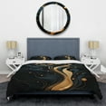 thumbnail image 3 of Designart "Golden Minimalistic Line Art in Black and Gold I" Abstract Bedding Covert Set - Abstract Gold Modern Bed Set With 2 Shams, 3 of 5