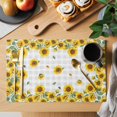 thumbnail image 2 of Sunflowers Placemats Set of 12, Gray Plaid Pastoral Vintage Bee Farm Placemats for Dining Table, Place Mats for Kitchen Tabletop, Waterproof Wipeable Dining Table Mats Set, 2 of 9