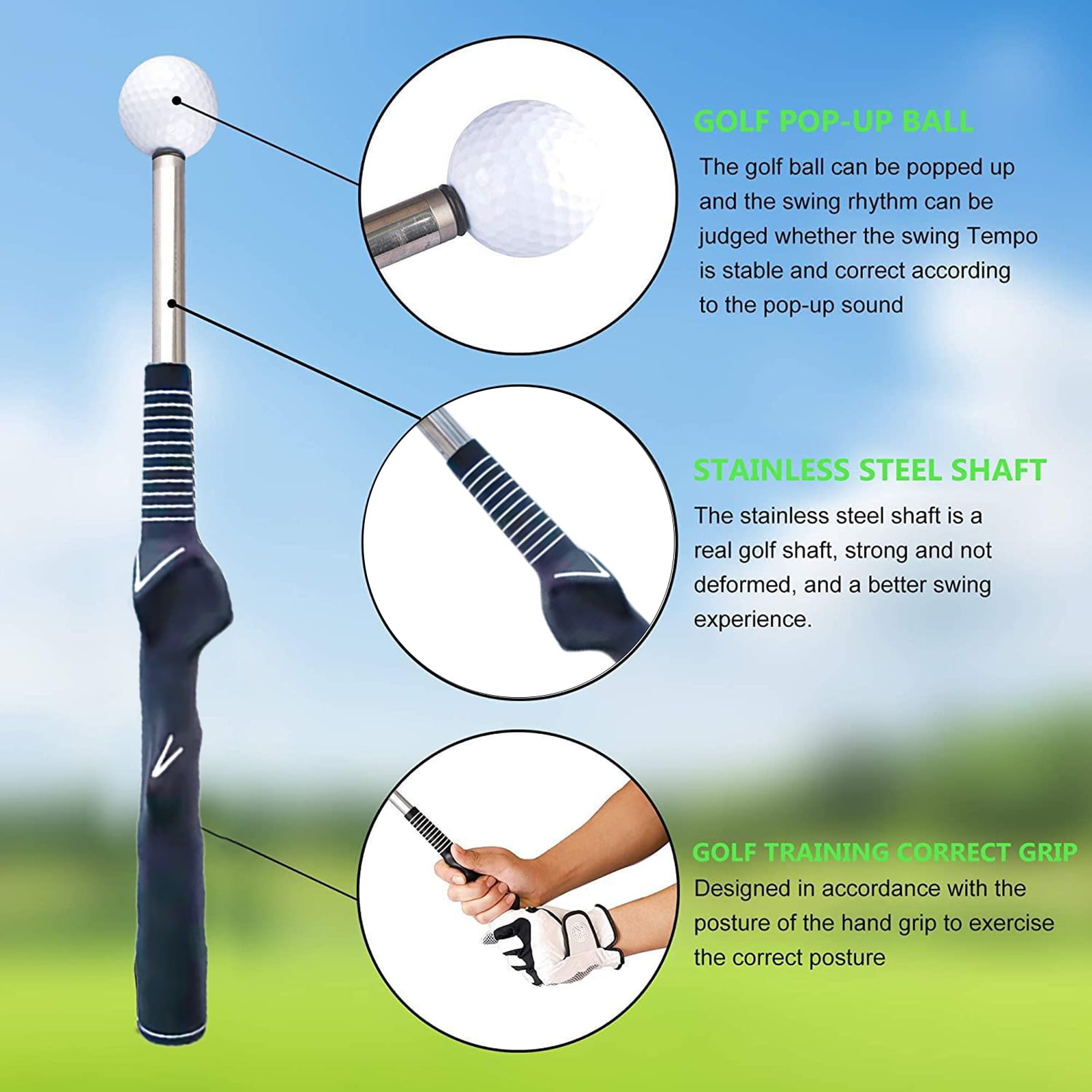 1PC Golf Swing Practice Stick Improve Golf Swing with Ergonomic Telescopic Golf Swing Trainer Non-slip Rubber Handle for Comfortable Grip for Golf