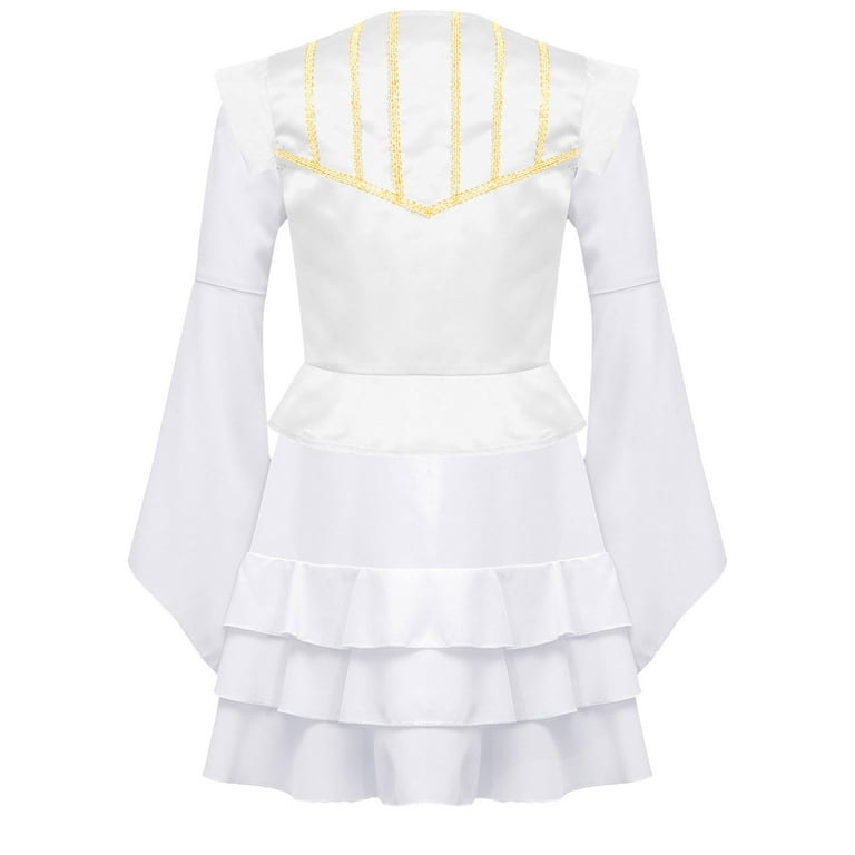 long sleeve white pirate dress Women's Pirate High-Low Ruffle Lace Long Sleeve Dress, White, One Size, Wearable Costume for Halloween
