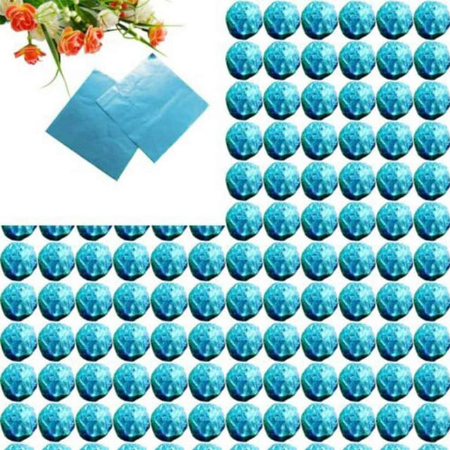 QualitChoice 100 Square Aluminum Foil Wrappers for Chocolate Sweets Candy Confectionery sky blue 1Set