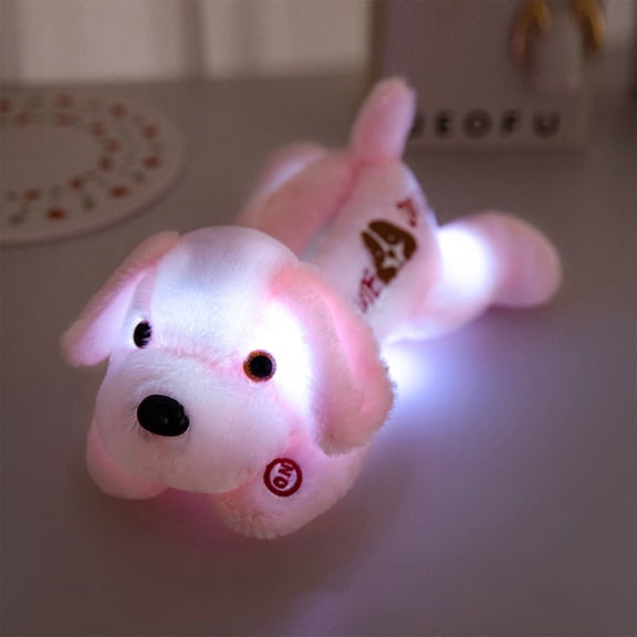 LED Light-Up Cute Floppy Dog Big-Headed Dog Plush Toy Battery-Operated, Stuffed Animals Plush Toys, Plush Pillow Toys, Cute Plush Dolls, Christmas Valentine Gifts