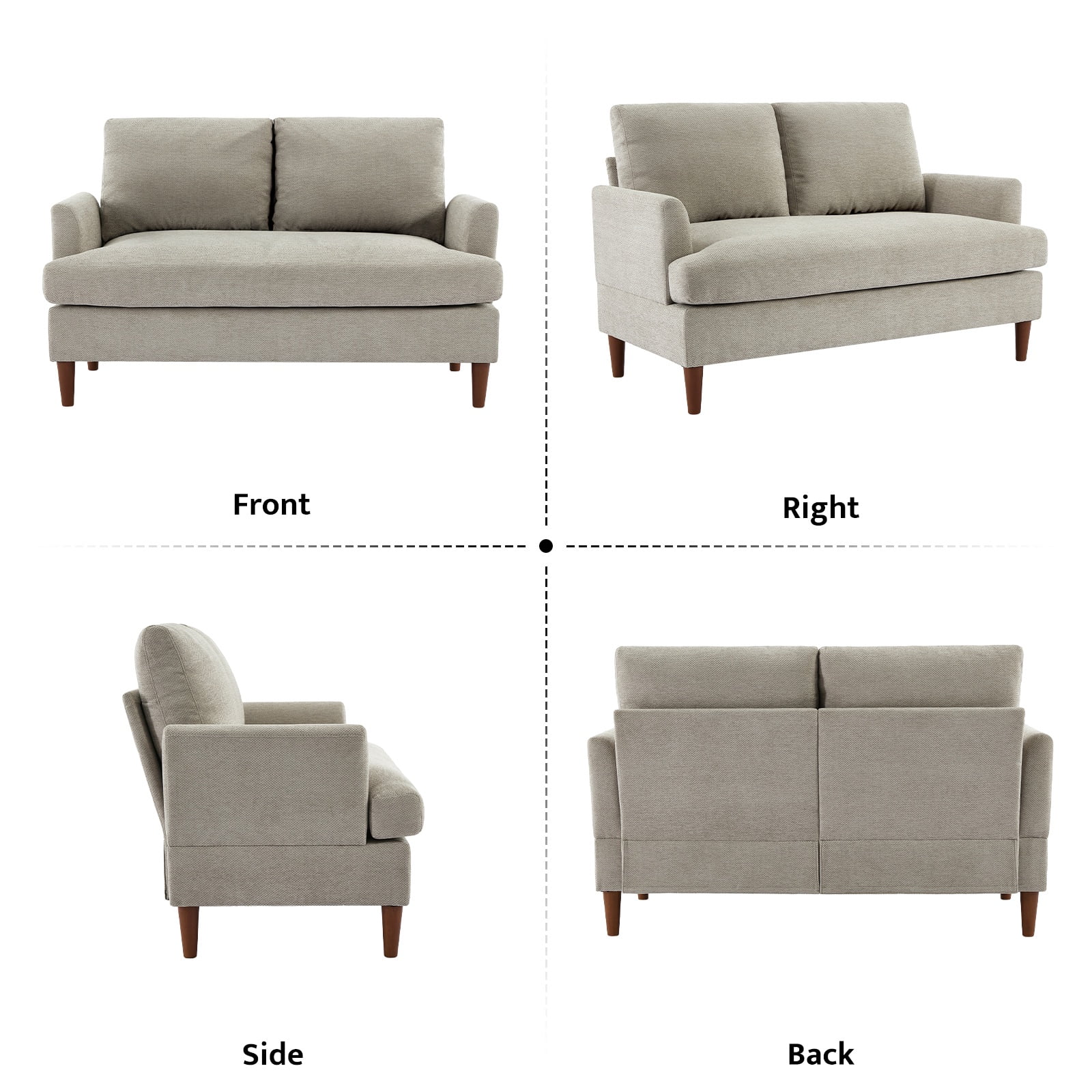 JURANYAZHU 54.7" Wide Chenille LoveSeat Comfortable Soft-Cushioned for Living Rooms and Small Spaces,Light Brown