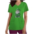 thumbnail image 3 of lcziwo Women's St. Patrick's Day Scrub Tops Trendy Shamrocks Printed V Neck Short Sleeve Tshirts Casual Nursing Uniform Scrubs Shirts with Pockets Green M Limited Time Sales of The Day, 3 of 7