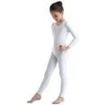 thumbnail image 2 of DPOIS Kids Girls Long Sleeve Unitard Leotard Jumpsuit Full Length Bodysuit White 11-12, 2 of 7