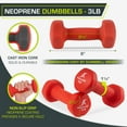 thumbnail image 5 of ProsourceFit Set of Two Neoprene Dumbbells Coated for Non-Slip Grip, 3 lb, 5 of 7