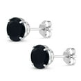 thumbnail image 3 of Gem Stone King 14K White Gold Black Onyx Stud Earrings for Women Men (2.56 Cttw, Gemstone December Birthstone, Round 7MM), 3 of 5