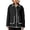 Black, variant on Contrast Stitch Wool Blend Shirt Jacket for Women, Point Collar Button Front with Patch Pockets, Casual Fall Winter Outerwear, 1 Piece, S-XXL, Plus Size Friendly
