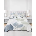 thumbnail image 3 of Sage Green Blue Leaves Queen Size Down Alternative Comforter, Lightweight Comforter Quilt Bedding Set with Pillow Shams Vintage Rustic Botanical All Seasons Bed Comforter Duvet Insert 90"x96", 3 of 7