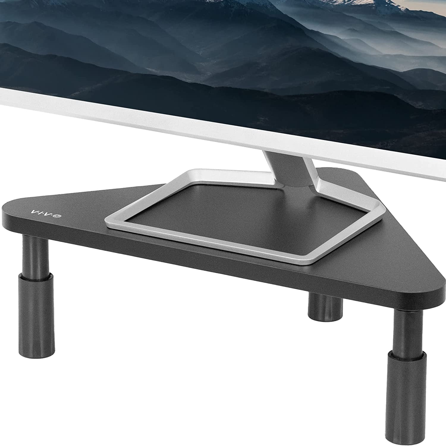 Corner 17 inch Monitor Riser, Wood & Steel Desktop Height Adjustable