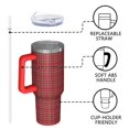 thumbnail image 4 of Red Christmas Plaid Pattern Tumbler with Handle and Lid,40oz Double Wall Vacuum Insulated Tumbler,Cups Gift for Women and Men, 4 of 7