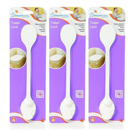 Dreambaby Toilet Lock Toilet Seat Lid Strong Adhesive Baby Safety L123 White, 3-Pack