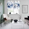 thumbnail image 4 of White Blue Floral Kitchen Curtains Small Short 39 Inch Length, Elegant Leaves Spring Flowers Grommet Top Bedroom Living Room Curtains, Light Filtering Cafe Curtain Drapes 2 Panels Set 55''x39'', 4 of 9