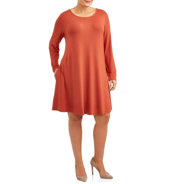 Terra & Sky - Terra & Sky Women's Plus Size Long Sleeve Knit Dress with ...