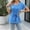 Blue, variant on ECZHAW Women Dressy Casual Blouses Summer Peplum Tops Work Pleated Blouse