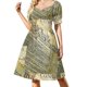 thumbnail image 2 of Vestido de manga corta con estampado de campos pastel Vestido vintage de cumpleaños para mujer de lujo, 2 of 7
