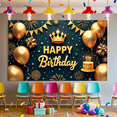 thumbnail image 5 of Yatrandify Golden Theme Happy Birthday Banner Decorative Design Crown Element Party Backdrop for Birthday Party Indoor Decoration Photo Shoot, 5 of 6
