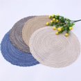 thumbnail image 3 of facefd 4Pcs 36cm Japanese Style Round Braided Placemats for Dining Table Heat Resistant Non- for Slip Kitchen Coasters Grey, 3 of 6