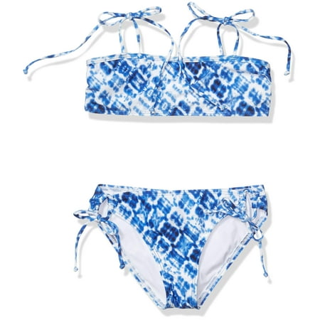 Splendid Girls' Bandeau Bra with Straps and Tunnel Bikini Bottom, Hidden Shores Navy, 12