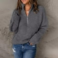 thumbnail image 3 of Vedolay Womens Fall Sweaters Womens V Neck Sweater Lantern Sleeve Oversized Henley Knit Pullover Tops,Gray S, 3 of 5