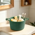 thumbnail image 4 of Dongrere Woven Round Storage Basket with Handles, Desktop Small Bin, Storage Organizer for Bathroom Living Room Bedroom Use, 6.6x4.7 Inch, Green, 4 of 6