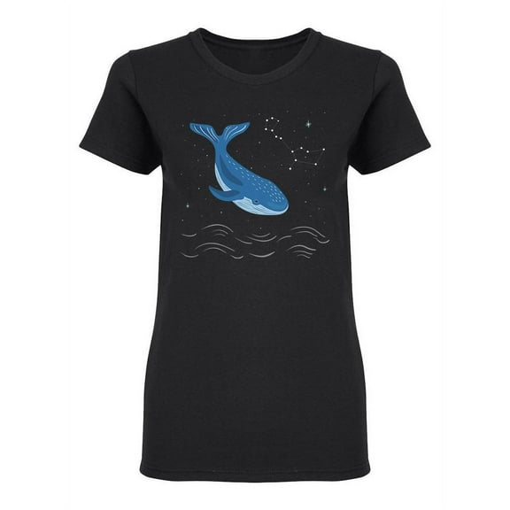 Night Sea Whale Shaped T-Shirt Women -Image by Shutterstock, Female Large