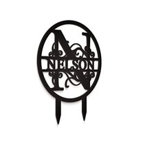 JASS GRAPHIX Nelson 12" Black Aluminum Composite Monogrammed Garden Sign Last Name Signs for Yard Home Garden Personalized