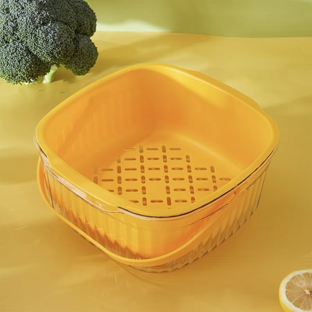 

Bgliely 2 Pack Large Kitchen Strainer Colander Bowl Set Double-Layer Plastic Fruit Vegetable Washing Basket Detachable for Cleaning Washing Mixing