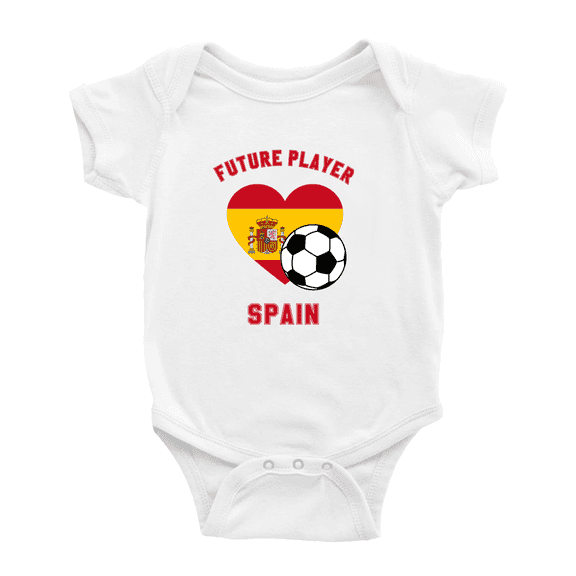 Future Soccer Player Spain Soccer Fan Cute Baby Rompers Baby Clothes (White, 3-6 Months)