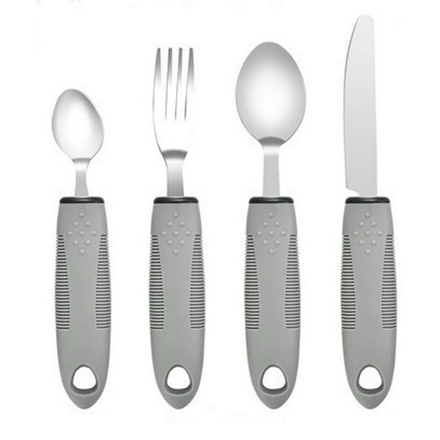 YWIYIUD 4PCS Adaptive Eating Spoons for Elderly with Hanging for HandTremors Reducing FoodSpills Convenient Storage and Access for Elderly and Disabled