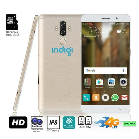 Indigi® GSM Unlocked 4G LTE 6-inch Android 7 Smartphone (2SIM + Octa-Core @ 1.3ghz + Fingerprint Scanner) + 32gb