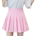 thumbnail image 1 of Falda plisada lisa de cintura alta para mujer, uniformes escolares de tenis para patinadora, minifalda acampanada, pantalones cortos con forro Xemadio CZYD-ST66-11, 1 of 6