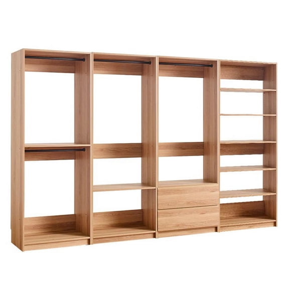 Dee Modular Freestanding Closet System, 4 Hanging Rods, 6 Shelves, Brown