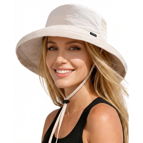 FURTALK Wide Brim Sun Hat with Ponytail Hole for Women UPF 80 UV Protection Packable Bucket Hiking Travel Outdoor Hat