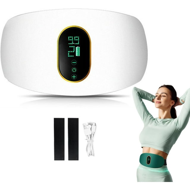 Electric Massage Belt,Abdominal Waist Training Massage Instrument, Massage Instrument for Men and Women (White)