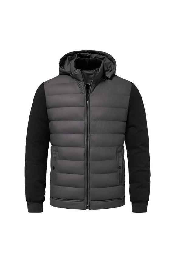 Men's Lightweight Puffer Down Jackets Detachable Hood Water-Resistant Winter Coat Hooded Insulated for Travel Ski