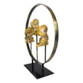 thumbnail image 4 of Golden See Hear Speak No Evil Monkeys In Peace Circle Ring Stand Decor Statue, 4 of 8