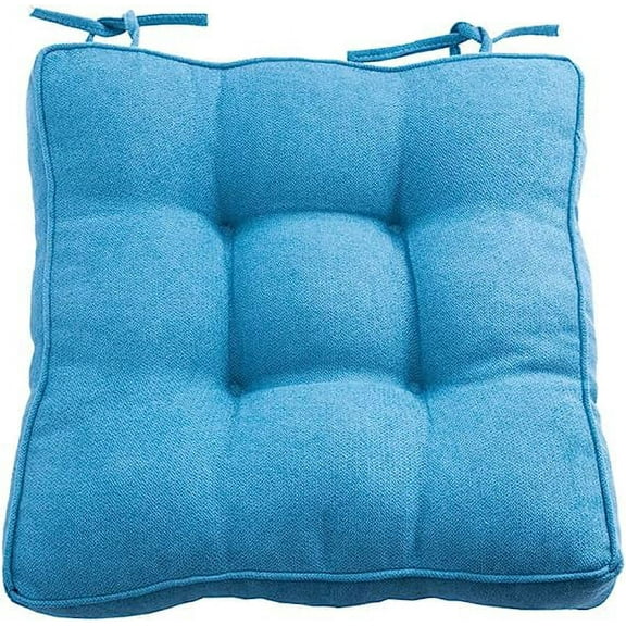 Zhuge Square Chair Pad Seat Cushion with Ties Solid Color Soft Chair Pads Comfy Velvet Cushion Pillow for Kitchen Dining Office Chair Reading ,Sky Blue,16"x16"